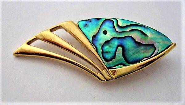 Luxe Ariki Paua Schelp broche, 22k verguld – New Zealand (6877-2590)