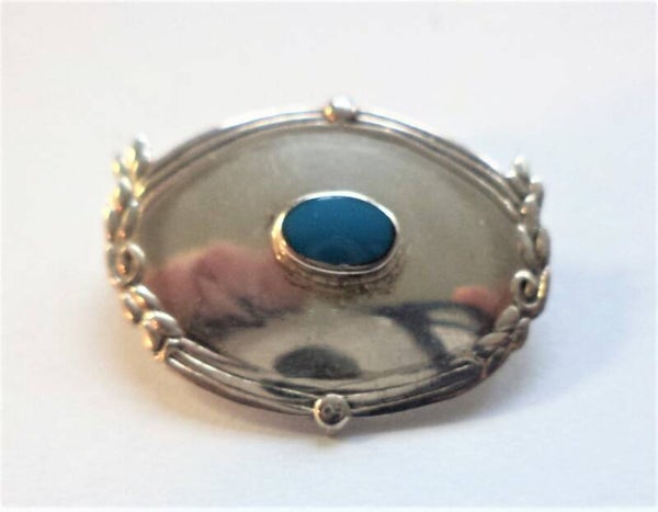 Prachtige zvintage zilveren broche met turkoois (6895-2648)