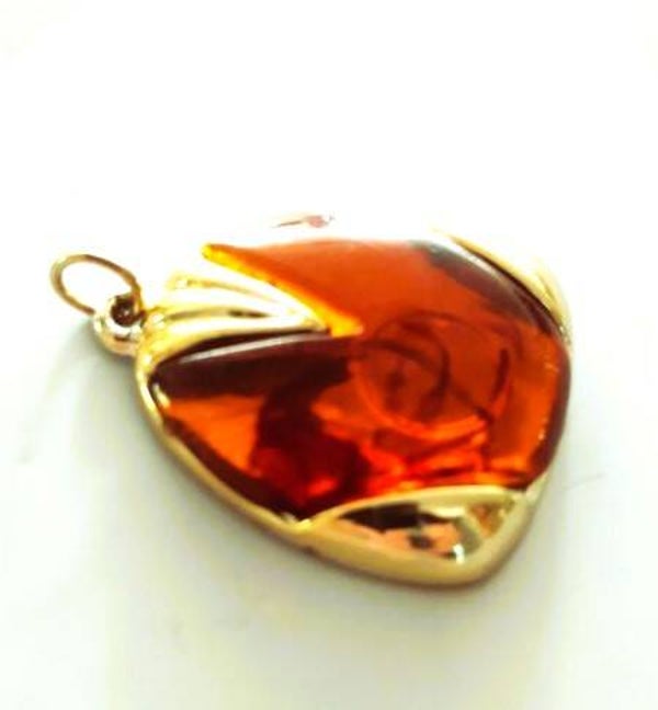 Vintage Modernistische hanger, Cognac & Goudkleur Art Deco Stijl (6917)