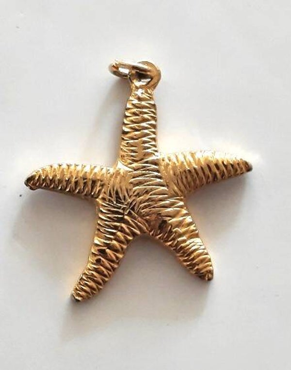 Mooie vintage goudkleurige hanger Zeester (6917-137)