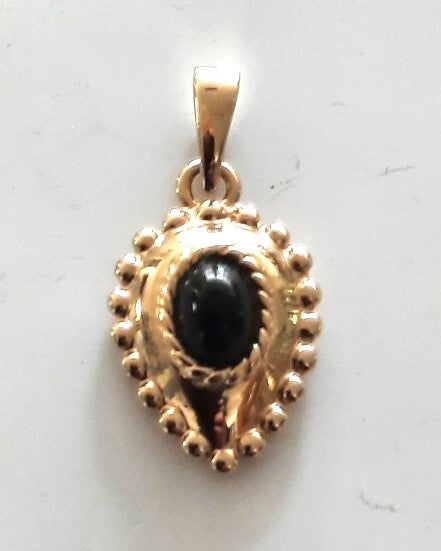 Vintage CL Design Druppel hanger met Zwarte Cabochon (6917-16)