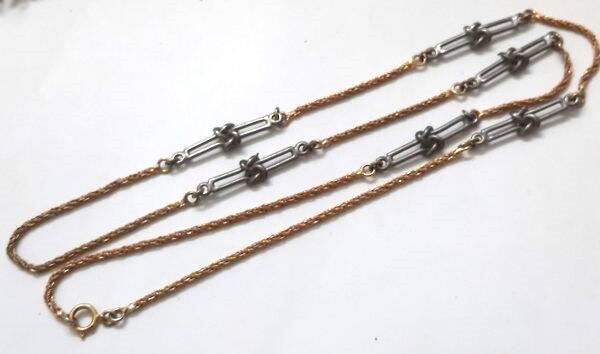 Lange tweekleurige Koordketting met Balkschakels (6917-252)