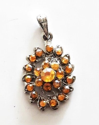 Nieuwe bloem hanger met Oranje Strass-kristallen (6917-721)