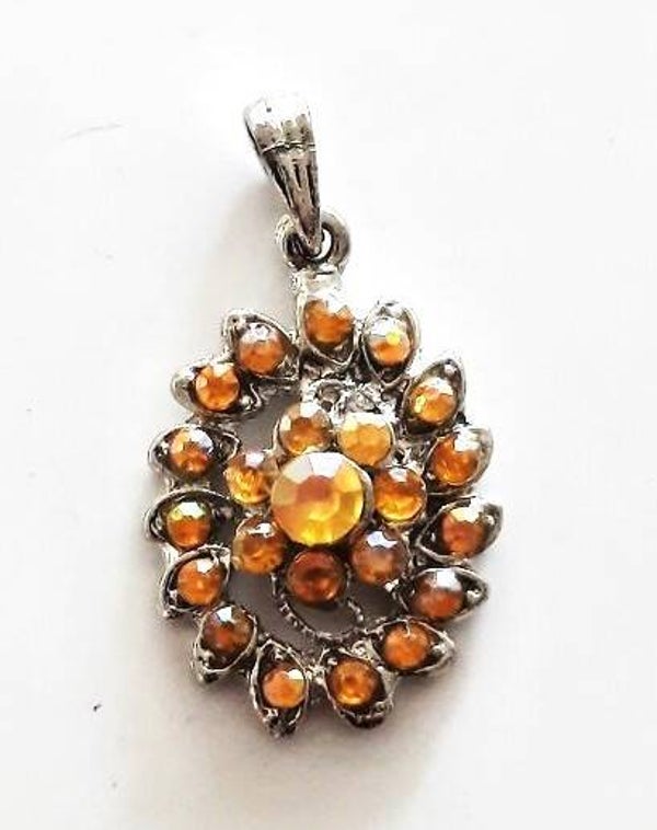 Nieuwe bloem hanger met Oranje Strass-kristallen (6917-721)