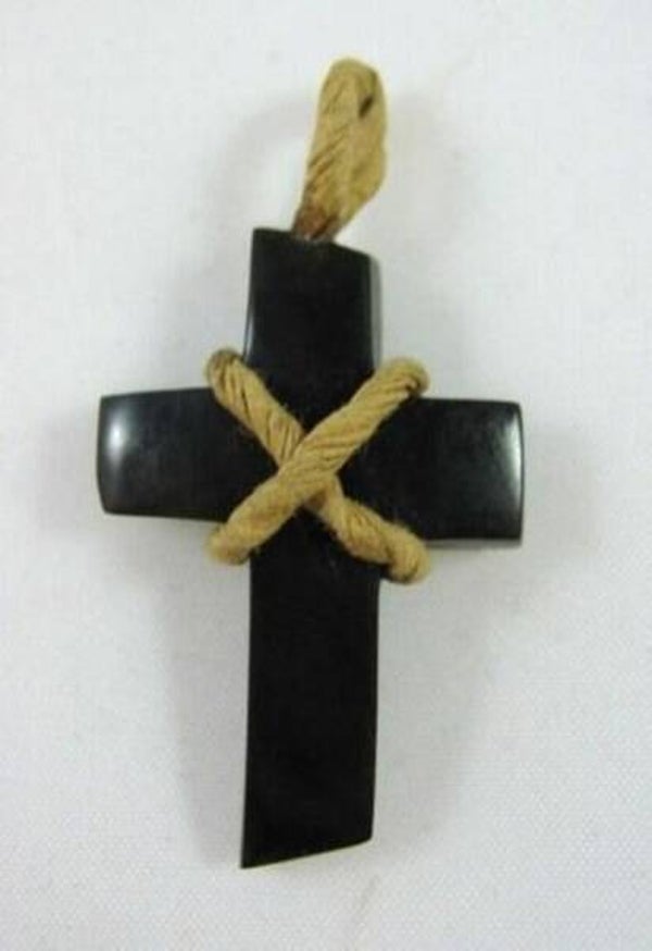 Set vintage zwarte kruisjes: Hanger & Clip-oorbellen – Goth / Retro (6917-73)