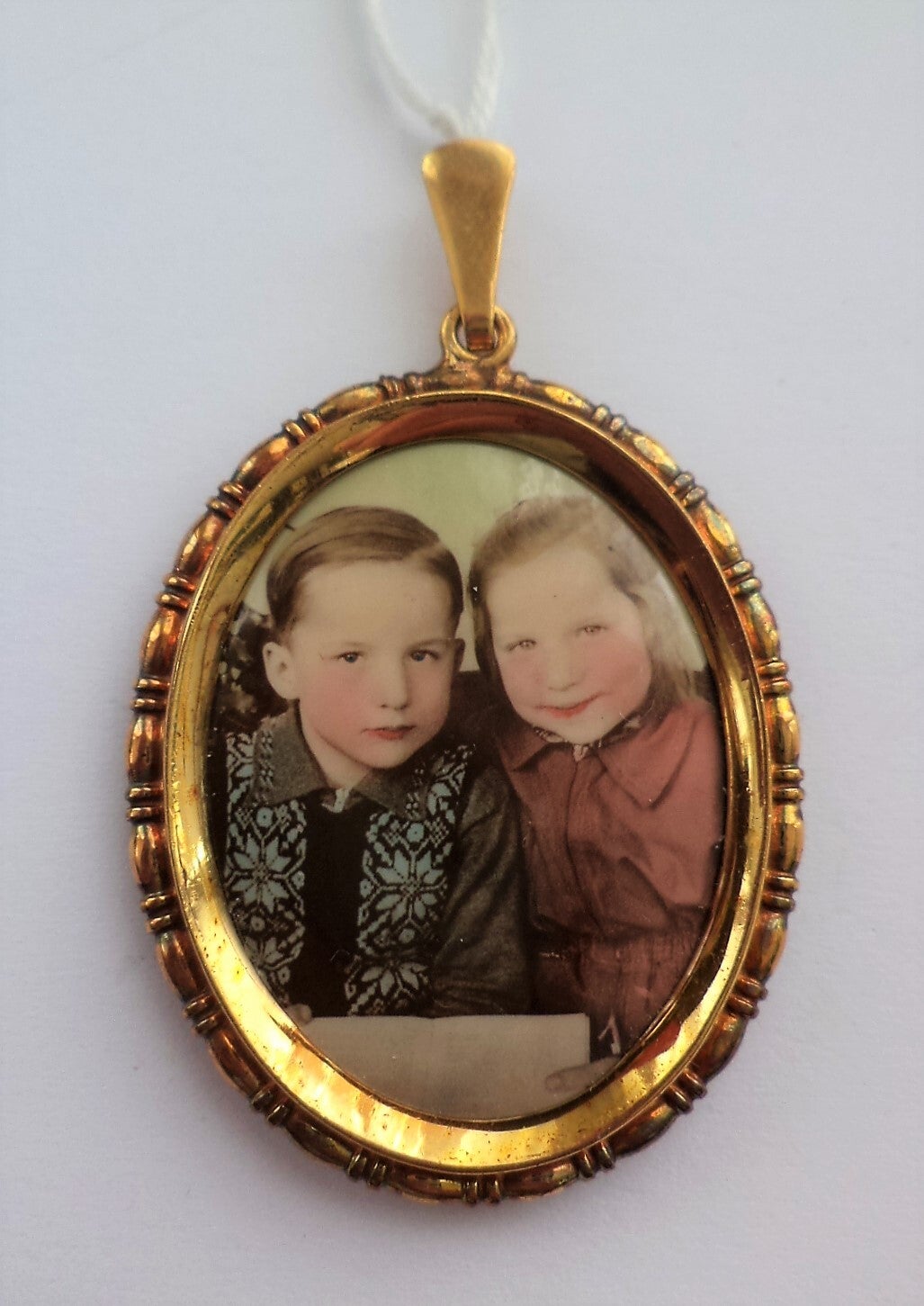 Antieke Jugendstil fotohanger / medaillon, verguld (6962-574)