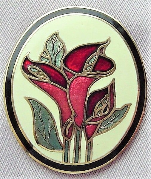 Fish - Vintage Cloisonné Broche – Rode Lelies (6992-3184)