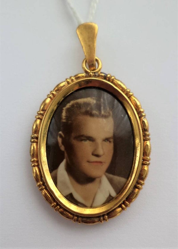 Antiek Jugendstil Foto-medaillon, verguld (613-8)