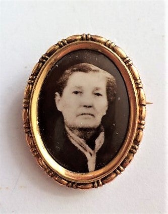 Prachtig antiek gouddoublé foto-medaillon broche (7131-615-2)