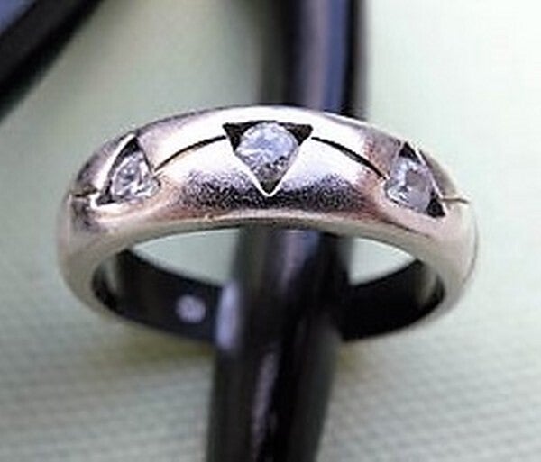 Fraaie design ring met 3x zirkonia, 925 zilver (7148-2229)