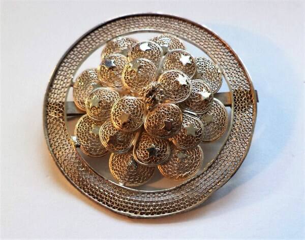 Grote vintage filigrain zilveren broche (7151-2968)