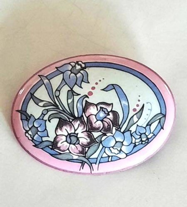 Michaela Frey ovale emaille broche bloemenmotief (7154-2975)