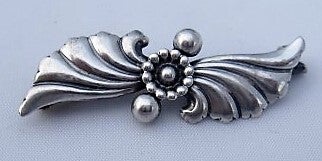 Hermann Siersbol - Vintage 830 zilver broche met blaadjes (7163-3084)