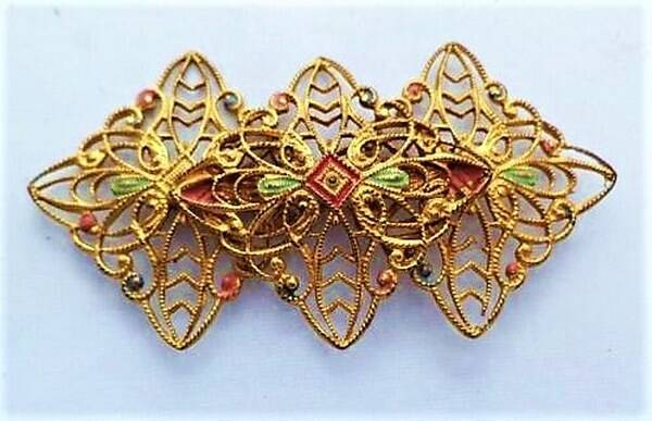 Bijzondere antieke Tsjechische broche met emaille (7177-3222)