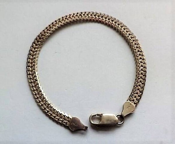 Vintage deels vergulde zilveren armband Bismarck schakels (7194-446)