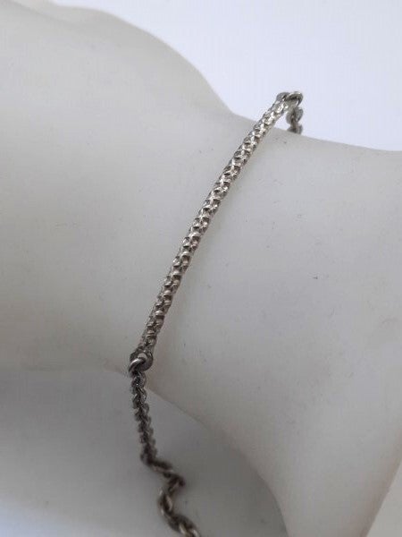 Aparte zilveren armband met koord tussenstuk (7194-455)