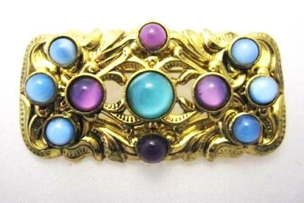 Prachtige vintage Tsjechische broche met maanstenen (7197-3318)