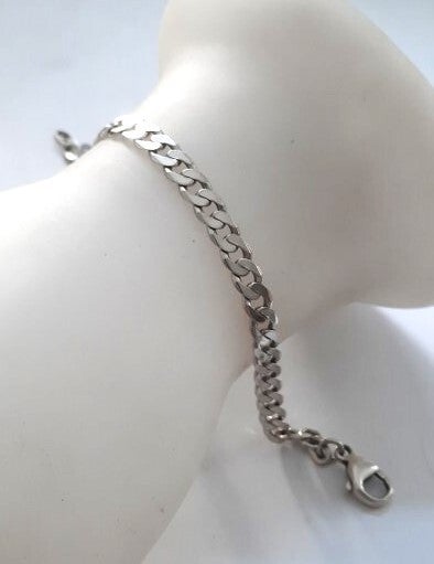 Sterling zilveren vlakpantser schakel armband 925 (7199-67)
