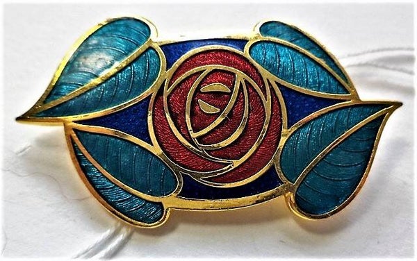 Sea Gems Celtic - Prachtige cloisonne broche Glasgower roos ( 7219-3141)