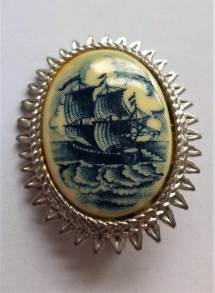 Vintage Exquisite broche. Nautische BC Serie. Clipper Schip (7231-3639)