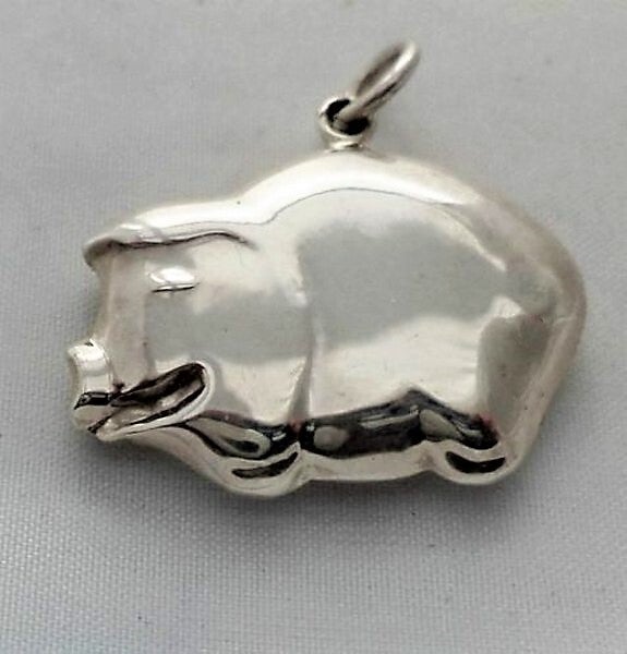 Varken, big, leuke zilver kettinghanger (7246-726)