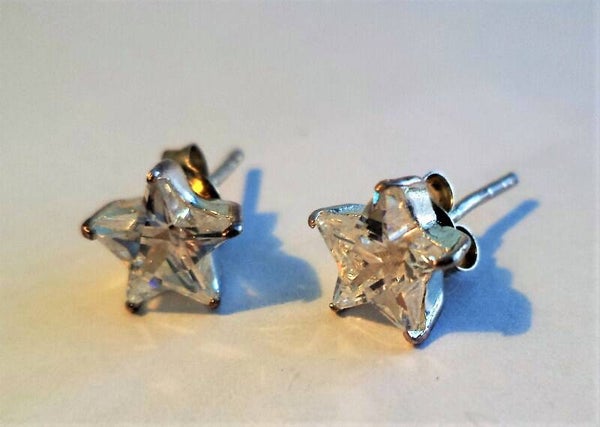 Schitterende zilveren Ster oorstekers (925) – Zirkonia (7261-954)