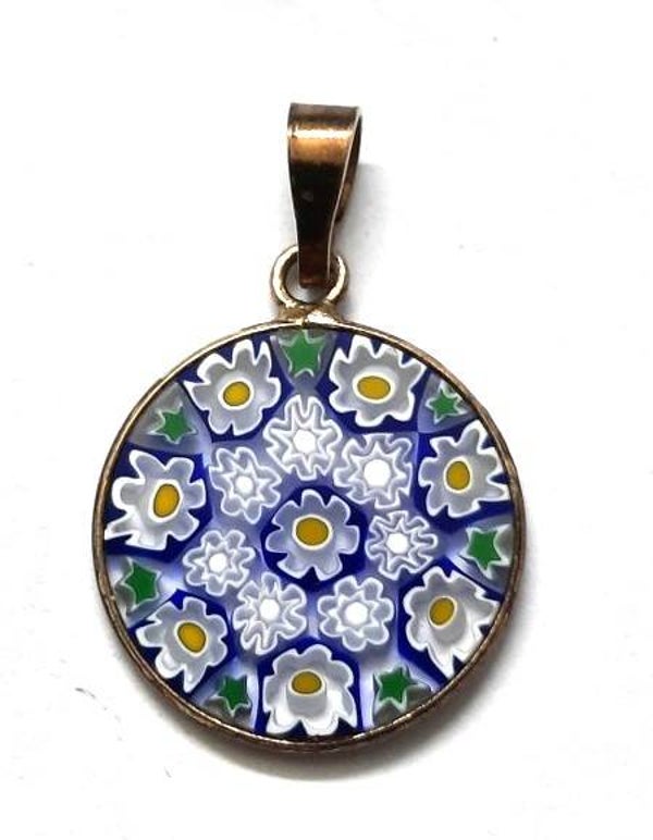 Nieuwe 24Kt vergulde hanger met kleurrijk Millefiori glas (7285-787 )