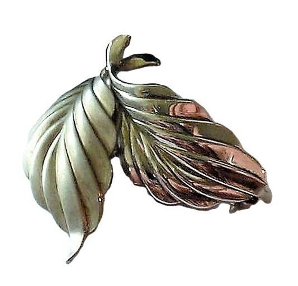 Prachtige zilveren Bladbroche - Mat en Glanzend (7299-3739)