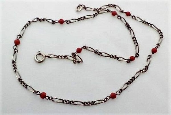 Vintage zilveren collier met bloedkoraal Friedrich Binder (7367-651)