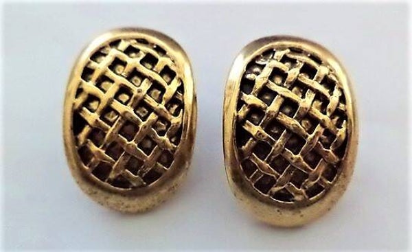 Grote vintage vergulde clip oorbellen NMR (Ermanno) (7419-1001)