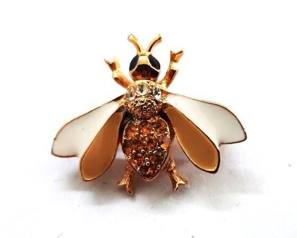 Prachtige ivntage Ermanno Lui Bijen Vliegen broche (7419-3956)