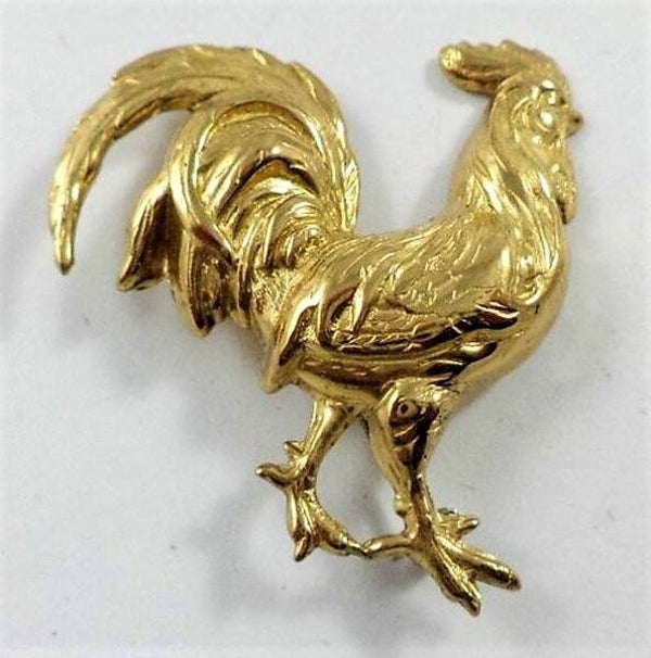 Ermanno Lui Vintage vergulde broche haan, mooi gedetailleerd (7419-3967)