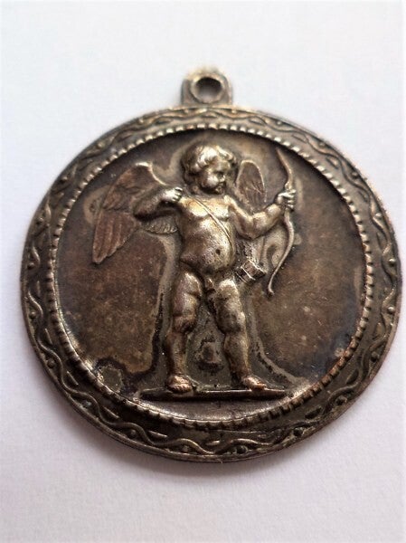 Zeldzame originele antieke Jugendstil Cupido hanger, KJAG (7426-832)