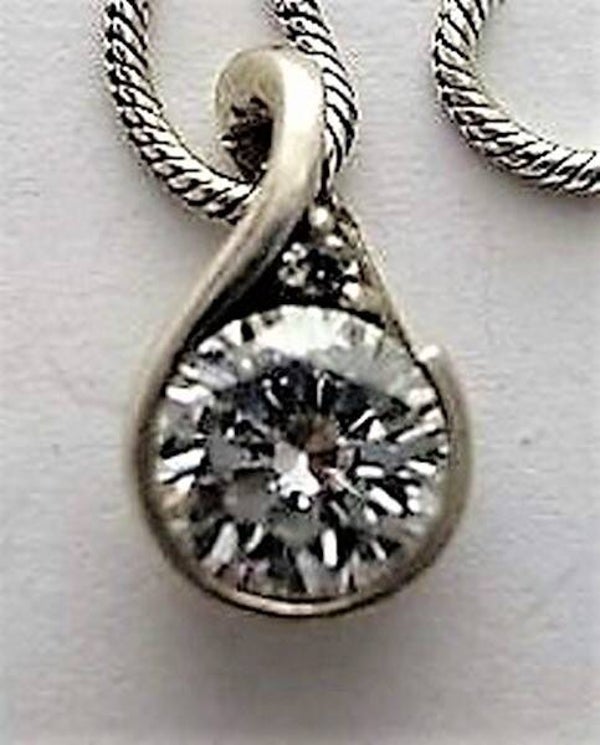Elegante zilveren hanger met grote briljant geslepen zirkonia (7432-840)