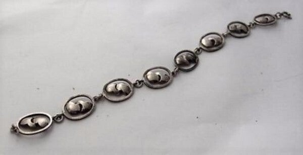 Zilveren armband met hartjes, vintage (7514-555)