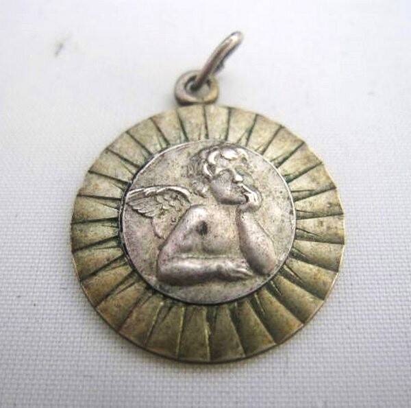 Zilveren vintage hanger Nadenkend Engeltje Putto 835 (7545-940)