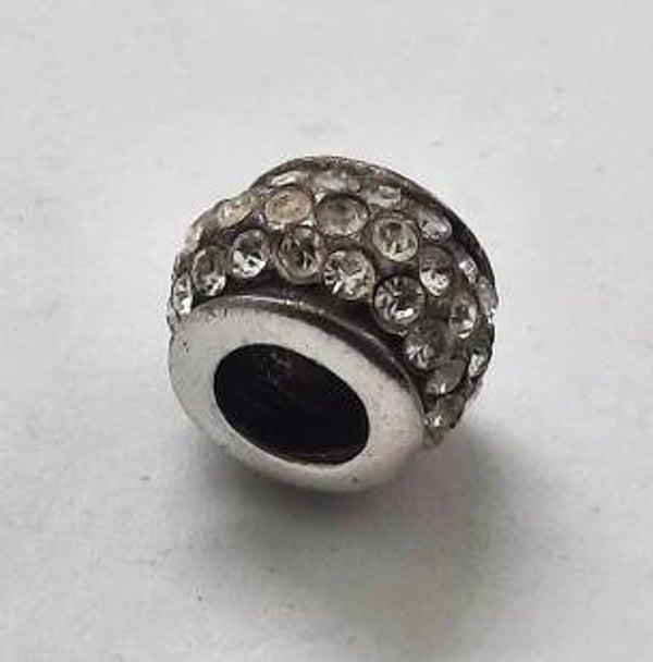 Prachtige zilveren Spacer kraal met fonkelende strass 925 (7545)