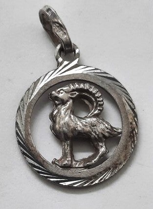 Vintage zilveren hanger sterrenbeeld Steenbok 835  (7545)