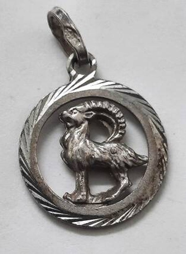 Vintage zilveren hanger sterrenbeeld Steenbok 835  (7545)
