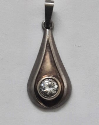 Zilveren druppelvorm hanger met kristal 925 fs  Franz Scheuerle (7545-2)