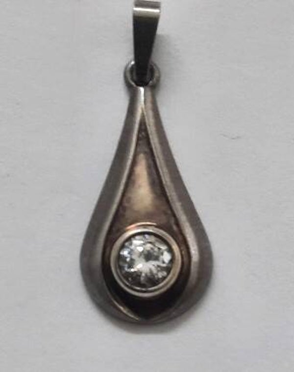 Zilveren druppelvorm hanger met kristal 925 fs  Franz Scheuerle (7545-2)