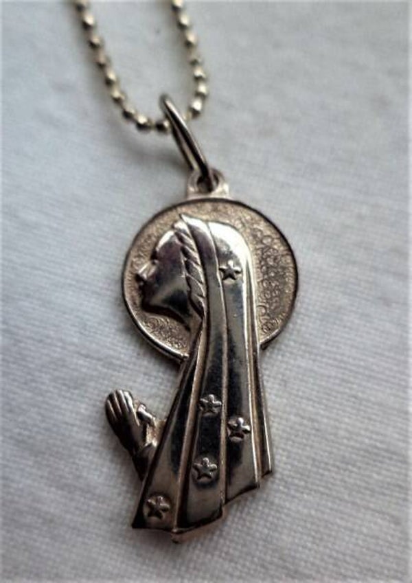 Zilveren Madonna Hanger met Sterren + Ketting 925 (7548-876)