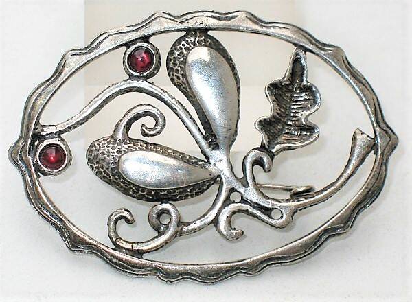 Zeldzame zilveren broche met 2 granaten, Israel (7569-4326)