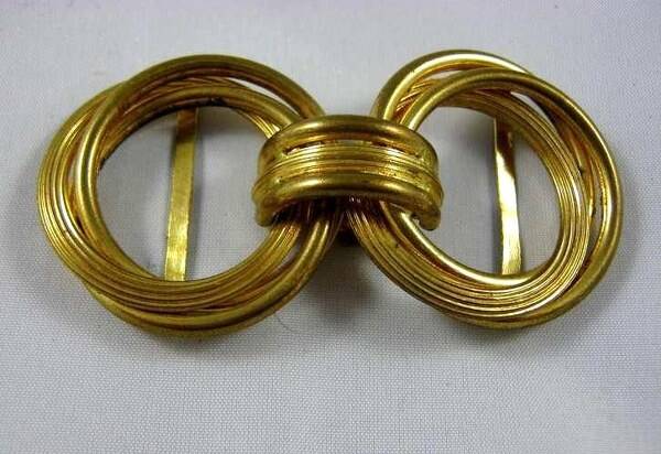 Vintage art deco 2-delige vergulde gesp, Tsjechisch (6826)