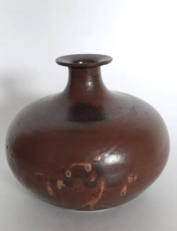 Vintage Studio Pottery vaas – Organische Bolvorm. Kubrick (7704)