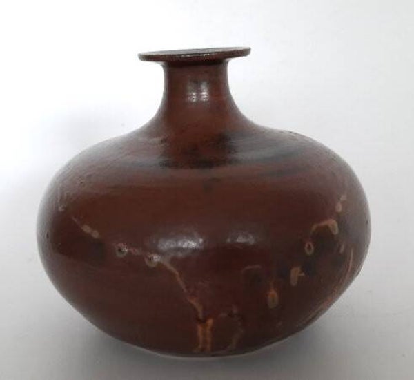 Vintage Studio Pottery vaas – Organische Bolvorm. Kubrick (7704)