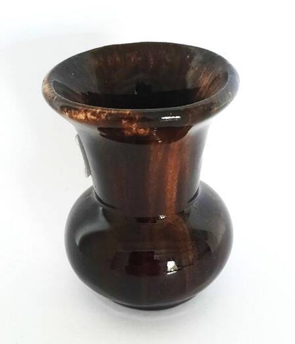 Leuk klein bruin vaasje opschrift Bad Elster (7706)