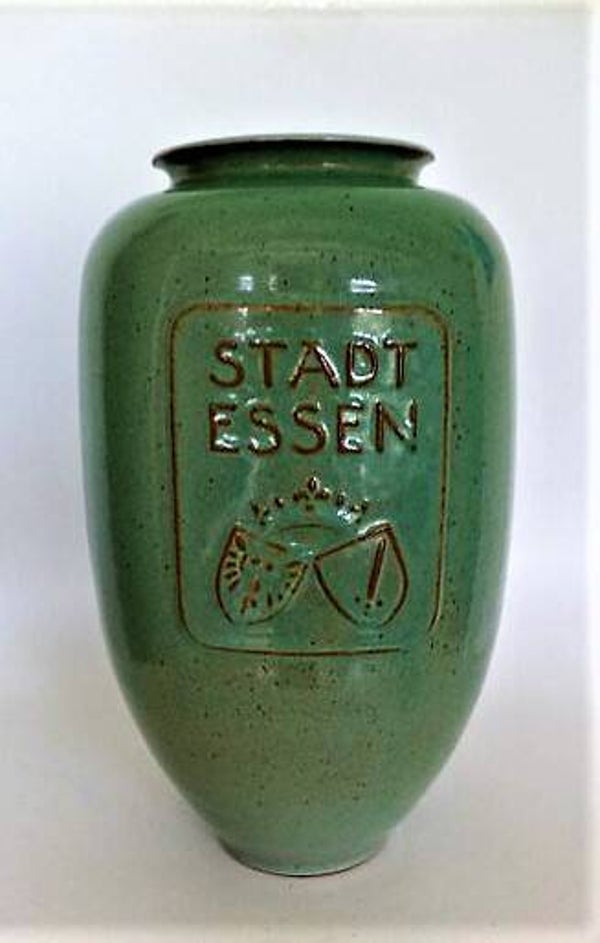 Grote vintage celadon vaas Stadt Essen (7716)