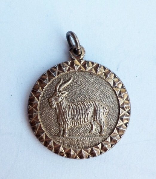 Prachtige vintage zilveren Sterrenbeeld hanger Steenbok 925 (7810)