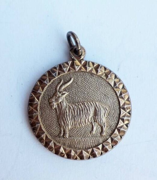 Prachtige vintage zilveren Sterrenbeeld hanger Steenbok 925 (7810)